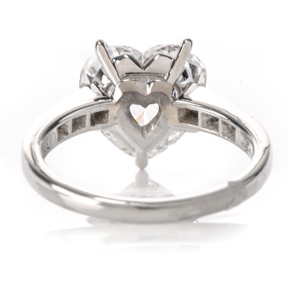 3.05 Carat Heart Shaped GIA Diamond Platinum Engagement Ring In Excellent Condition In Miami, FL