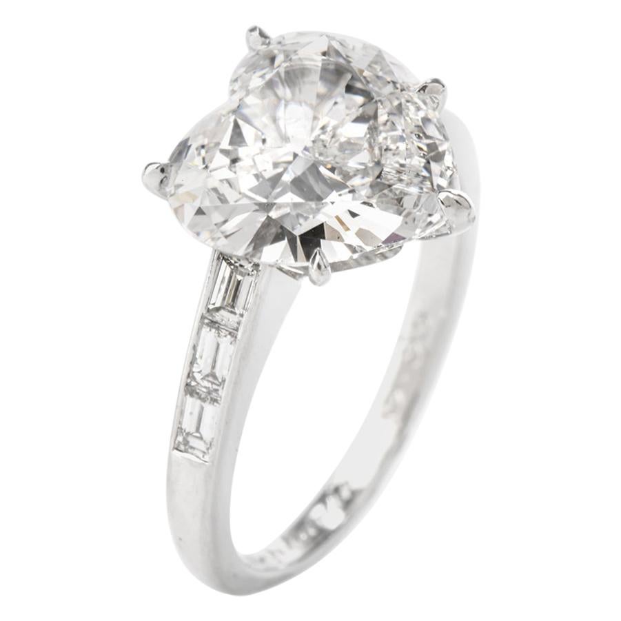3.05 Carat Heart Shaped GIA Diamond Platinum Engagement Ring