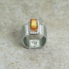 3.05 Carat Imperial Topaz Diamond Halo 14 Karat Gold Cocktail Ring