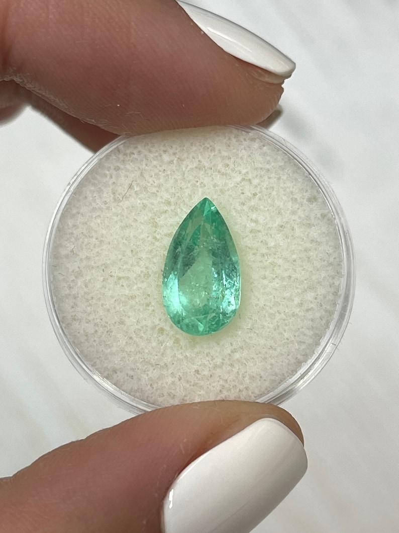 3.05 Carat Light Green Colombian Emerald - Pear Cut Teardrop May Birthstone Gems In New Condition For Sale In Jupiter, FL