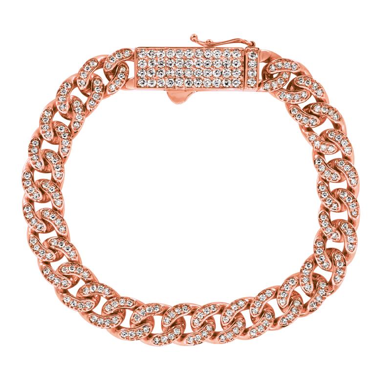 Contemporain Bracelet cubain Miami en or blanc 14 carats avec diamants naturels de 3,05 carats G SI en vente