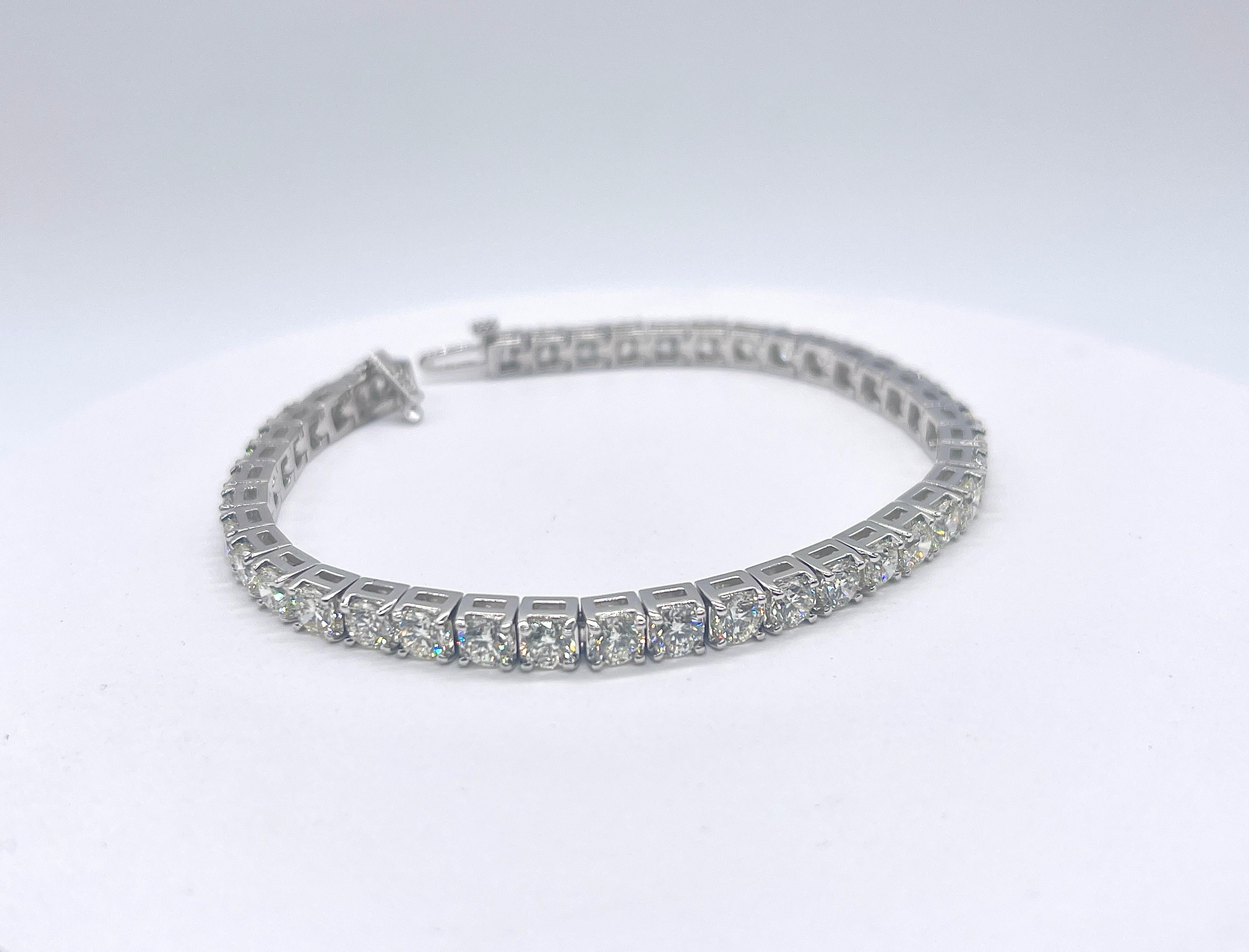 Taglio rotondo Bracciale tennis con diamanti naturali da 3,05 carati in oro bianco 14K