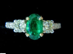 3.05 Carat Natural Emerald Diamond Ring Zambia A+