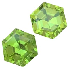 3.05 Carat Natural Loose Apple Green Peridot Matching Pairs for Earrings Jewelry