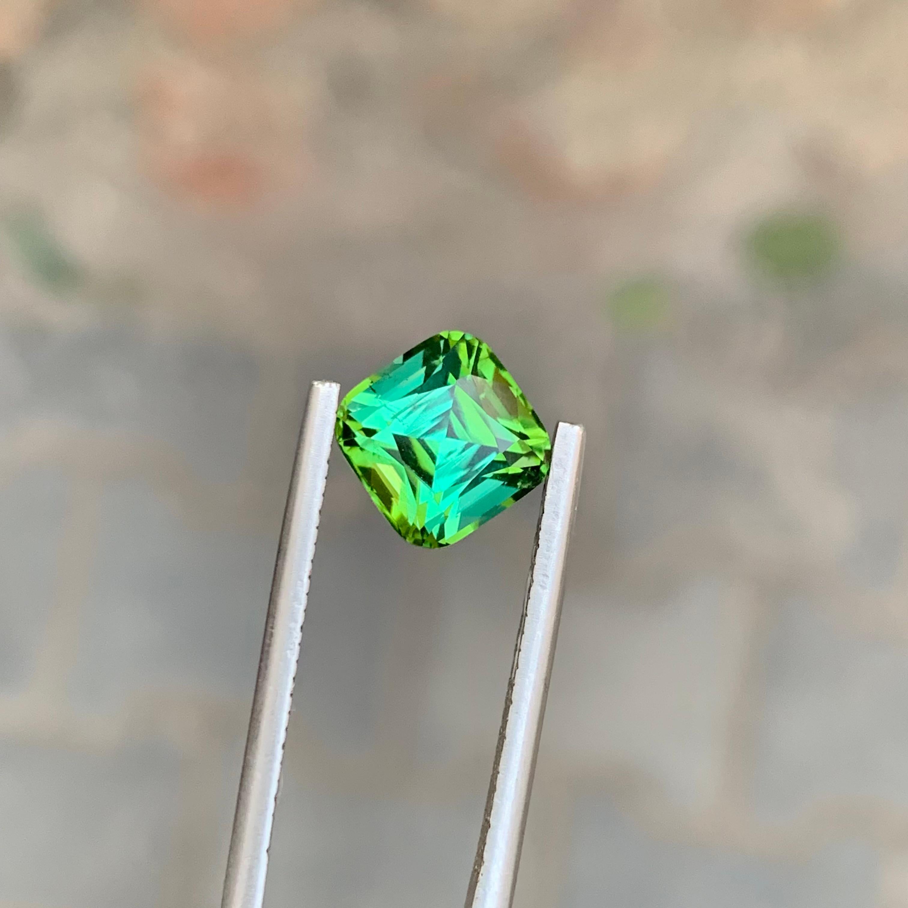 3.05 Carat Natural Loose Blue Green Tourmaline Cushion Shape Gem For Sale 4