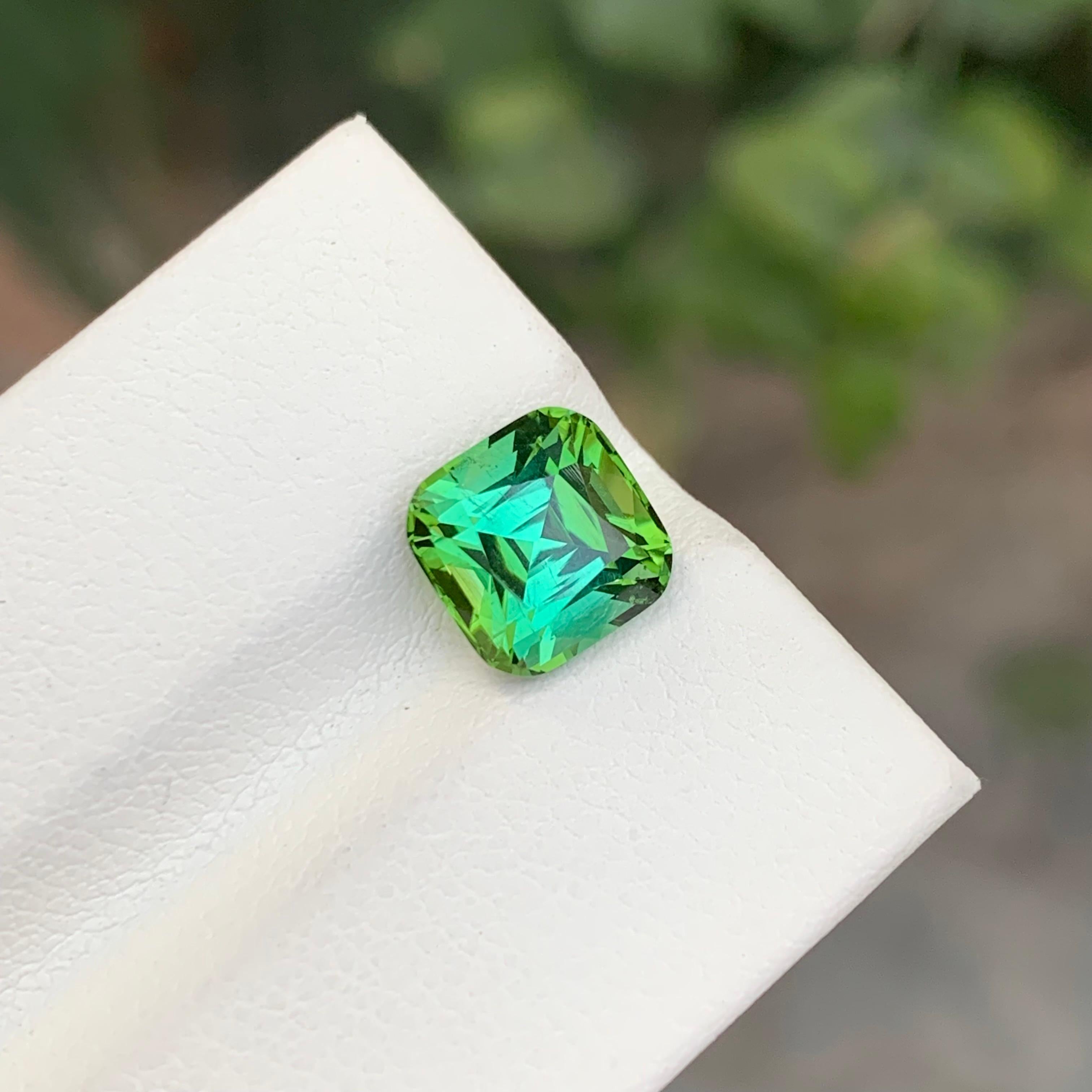 3.05 Carat Natural Loose Blue Green Tourmaline Cushion Shape Gem For Sale 6