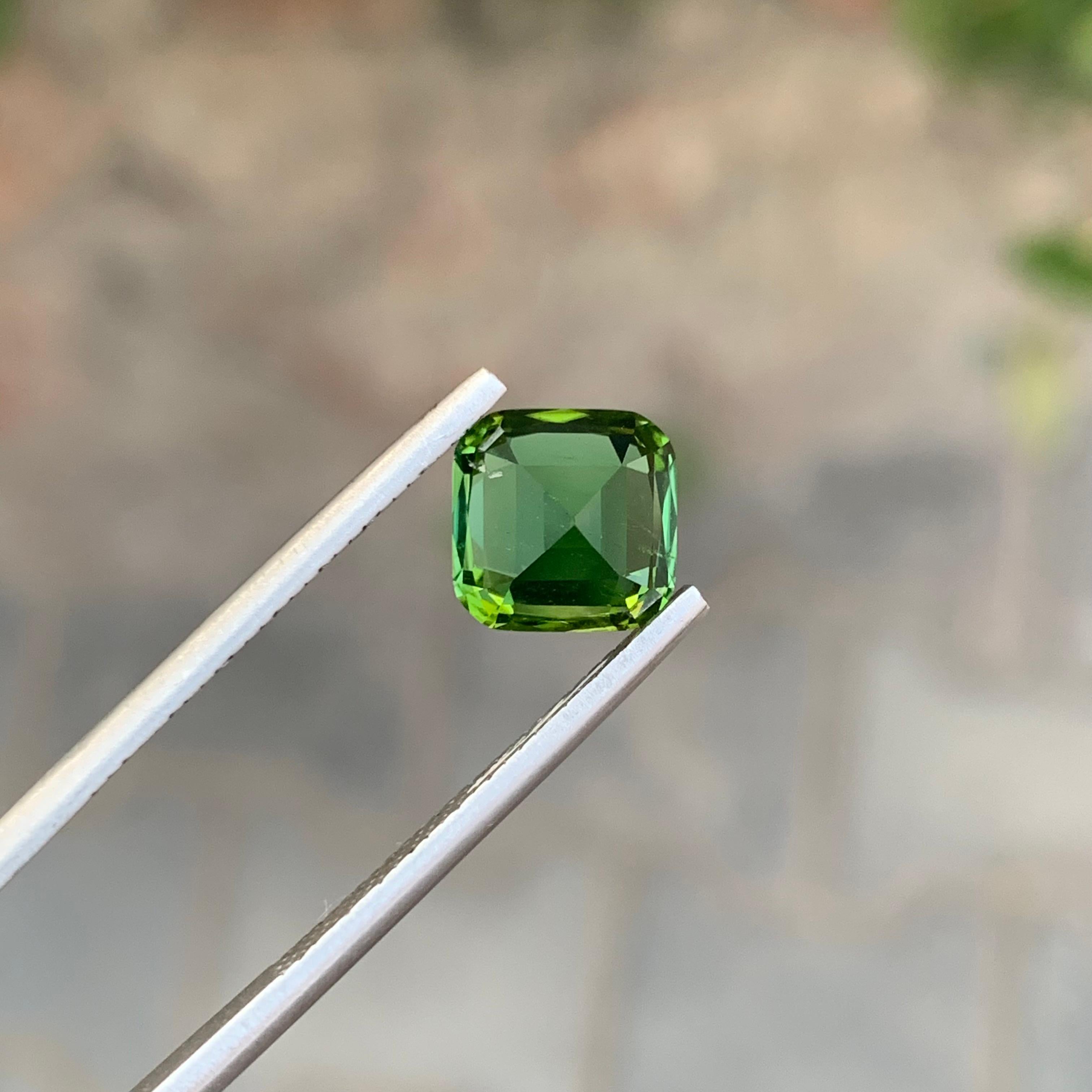3.05 Carat Natural Loose Blue Green Tourmaline Cushion Shape Gem For Sale 2