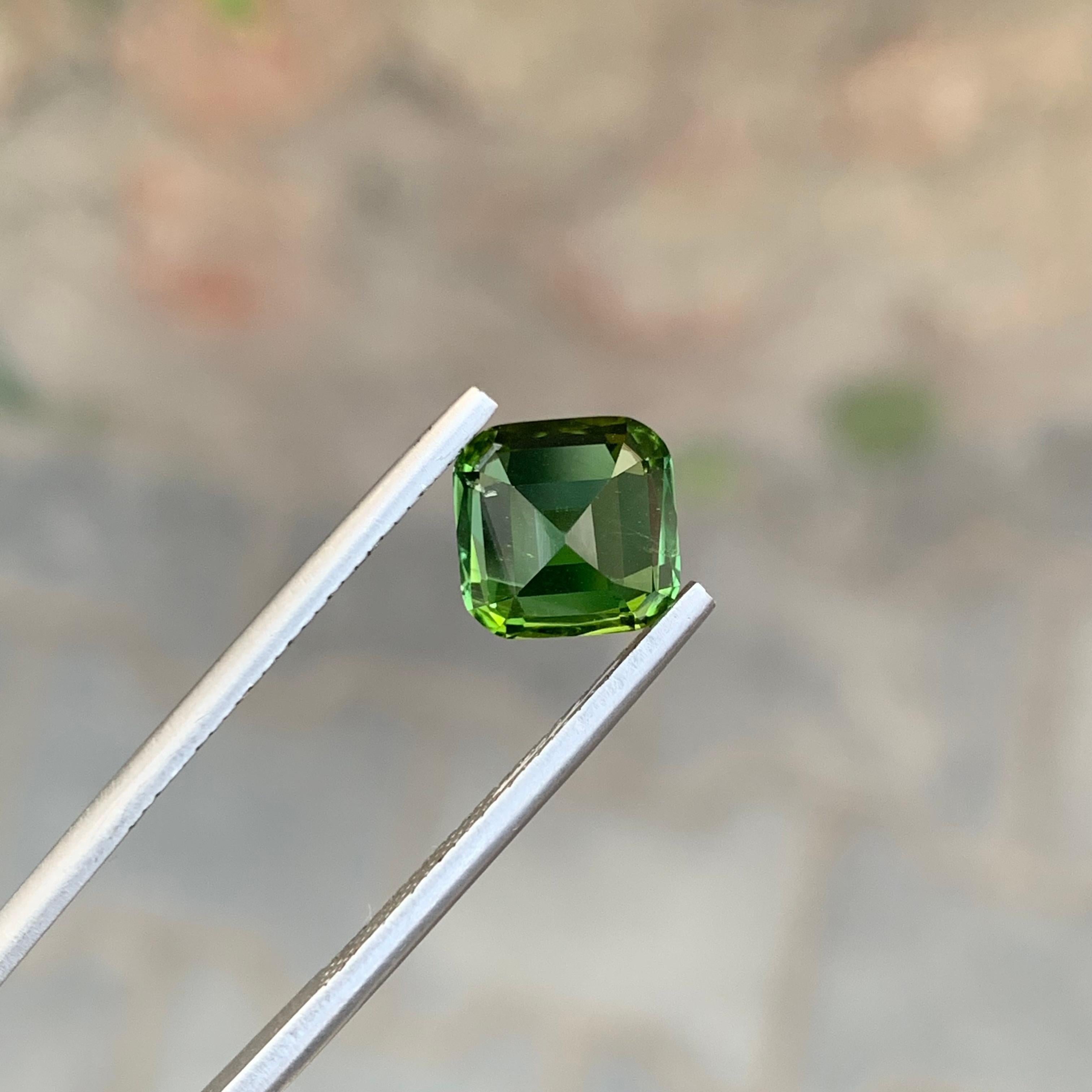 3.05 Carat Natural Loose Blue Green Tourmaline Cushion Shape Gem For Sale 3