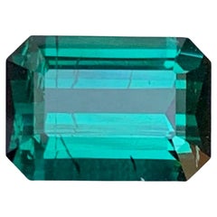 3.05 Carat Natural Loose Bluish Tourmaline Emerald Cut Natural Afghan Gemstone (Tourmaline bleuâtre en vrac, taille émeraude)