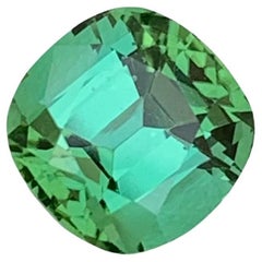 3.05 Carat Natural Loose Bright Green Tourmaline Cushion Shape Gem For Jewellery