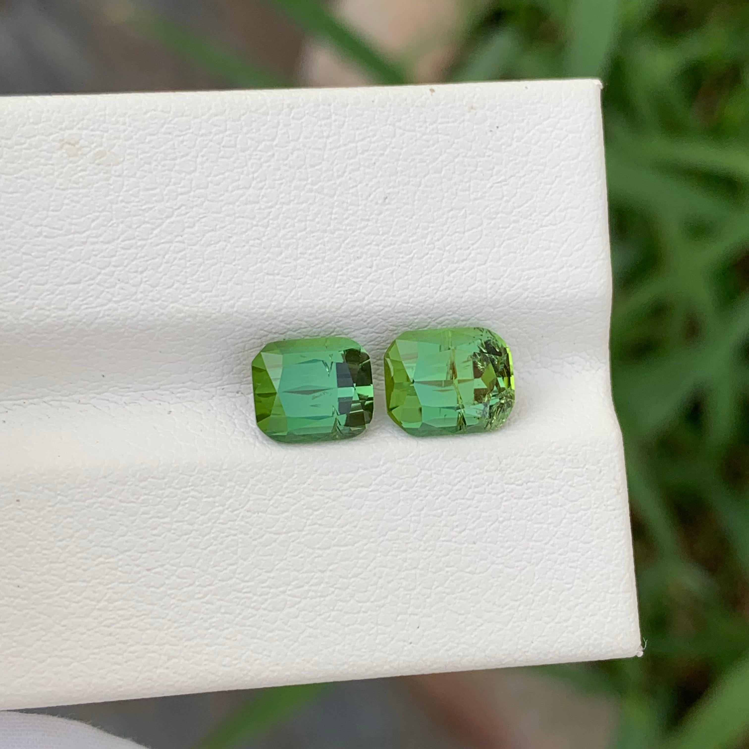 Loose Bright Green Tourmaline Pieces 

Weight: 3.05 Carats
Dimension: 7.5 x 6.1 x 4.4 Mm And 
                    6.9 x 5.9 x 4.3 Mm 
Colour: Bright Green
Origin: Afghanistan
Certificate: On Demand
Treatment: Non
Clarity: Moderate