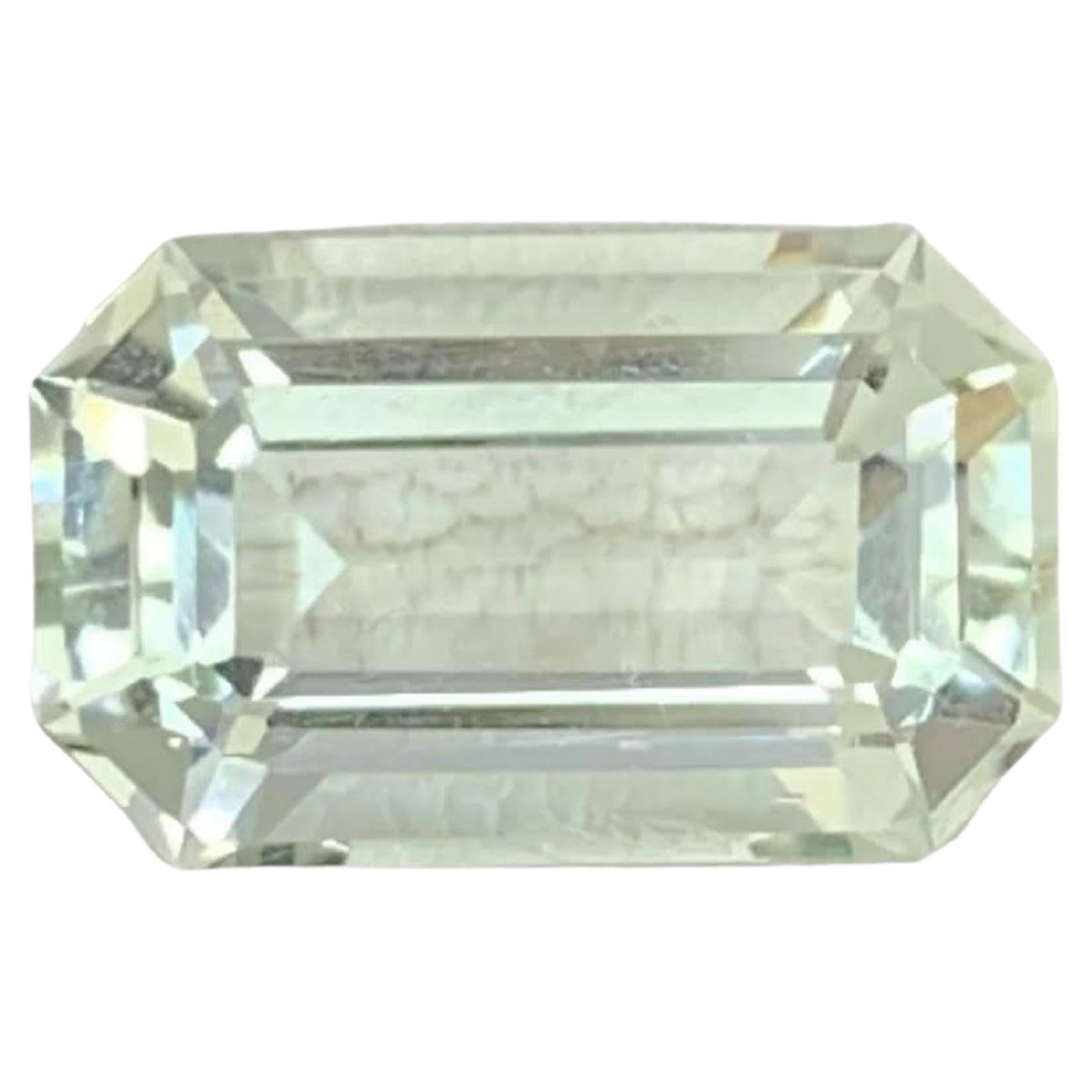 3.05 Carat Natural Loose Greenish Amethyst Stone Emerald Cut African Gemstone