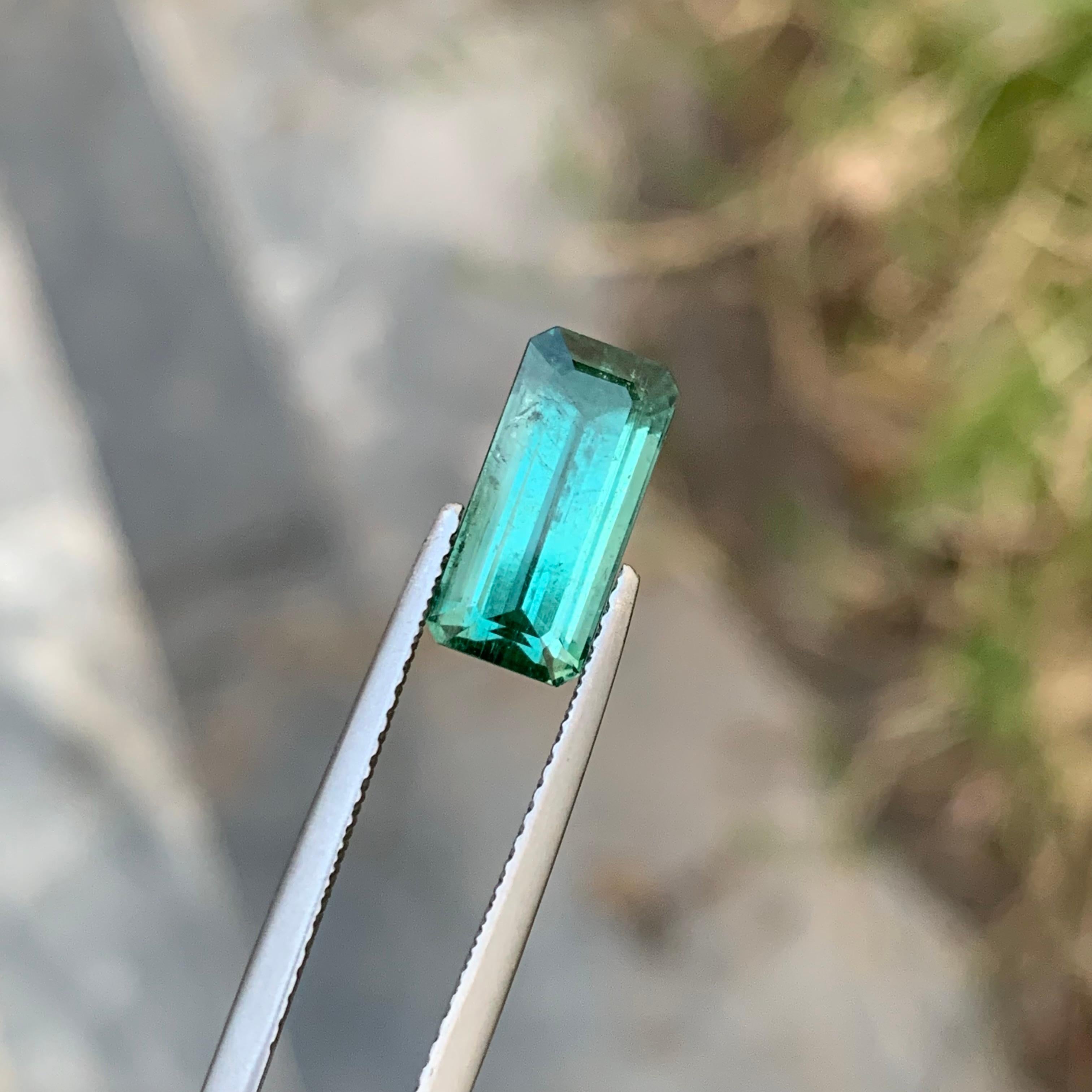 3.05 Carat Natural Loose Lagoon Tourmaline Long Emerald Shape Gem For Jewellery  For Sale 5