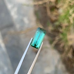 3.05 Carat Natural Loose Lagoon Tourmaline Long Emerald Shape Gem For Jewellery
