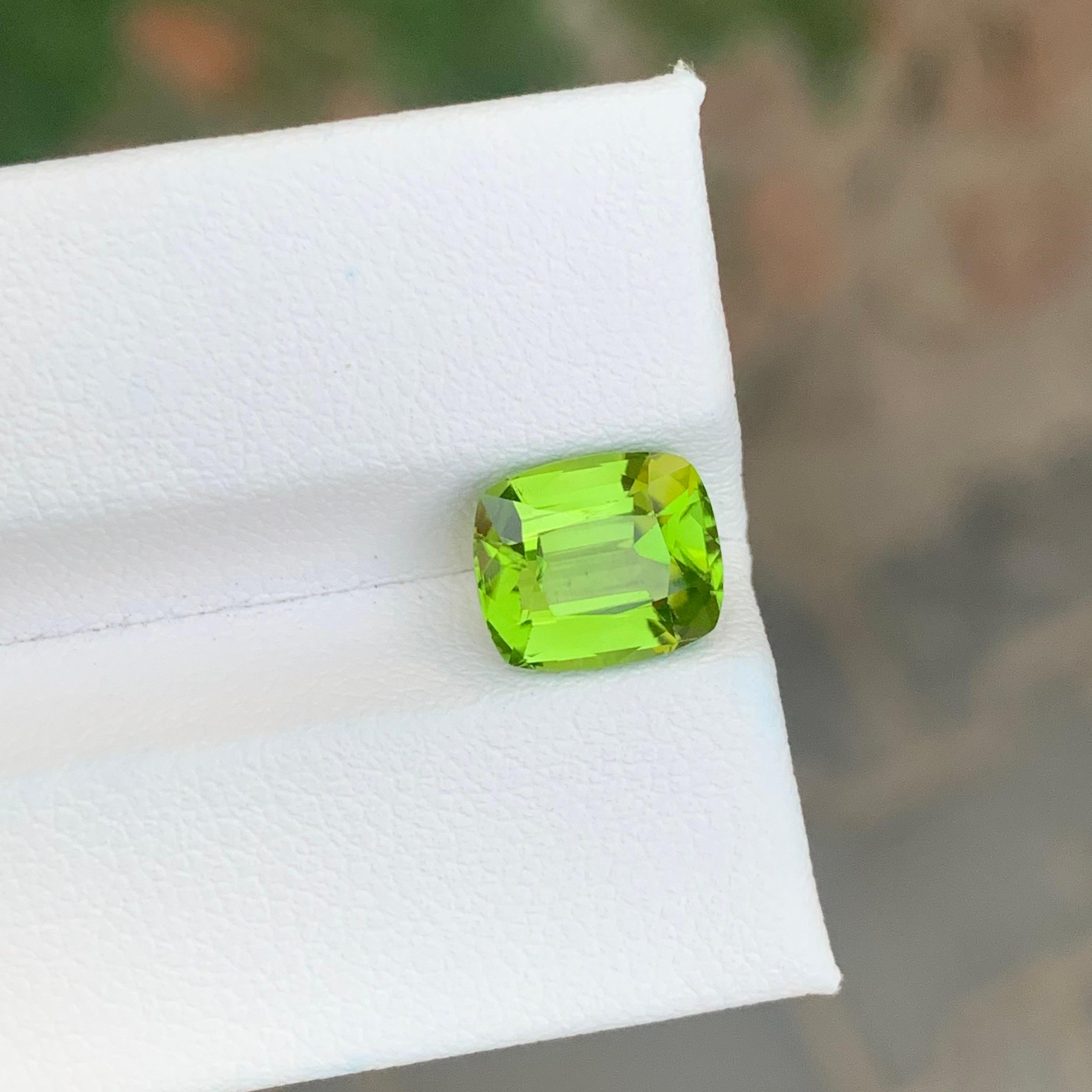 Loose Peridot

Weight: 3.05 Carats
Dimension: 9 x 7.7 x 5.3 Mm
Origin: Pakistan
Shape: Cushion
Color: Green
Treatment: Non

Pakistan peridot is a stunning variety of the green gemstone peridot, known for its remarkable clarity and vibrant, intense