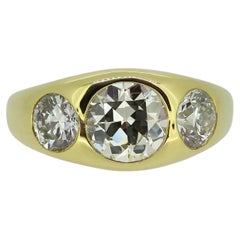 3.05 Carat Old Cut Diamond Three-Stone Ring