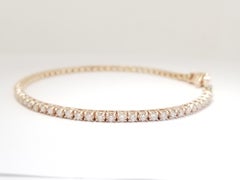 Pulsera tipo «tennis» con diamantes redondos de talla brillante de 3,05 quilates, en oro rosa de 14 quilates