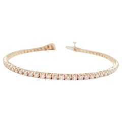 Pulsera tipo «tennis» con diamantes redondos de talla brillante de 3,05 quilates, en oro rosa de 14 quilates