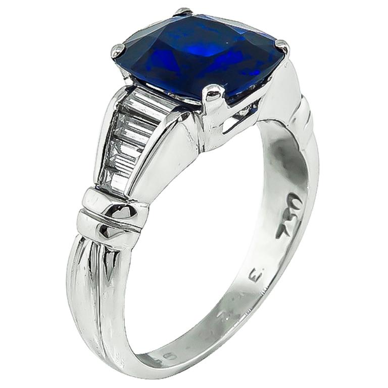 3.05 Carat Sapphire Diamond Engagement Ring In Good Condition For Sale In New York, NY