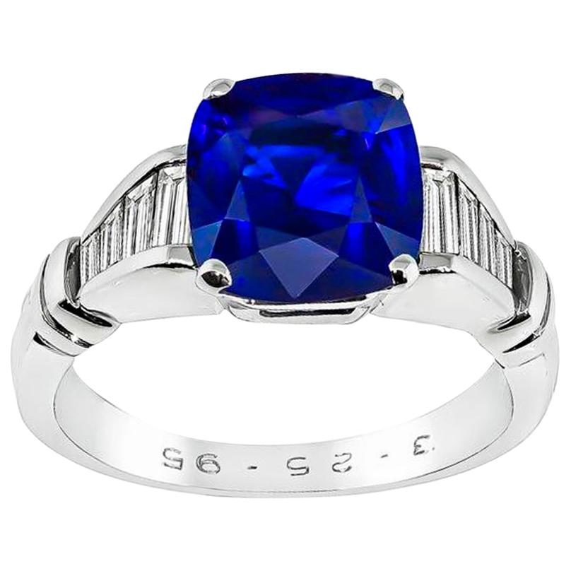 3.05 Carat Sapphire Diamond Engagement Ring For Sale