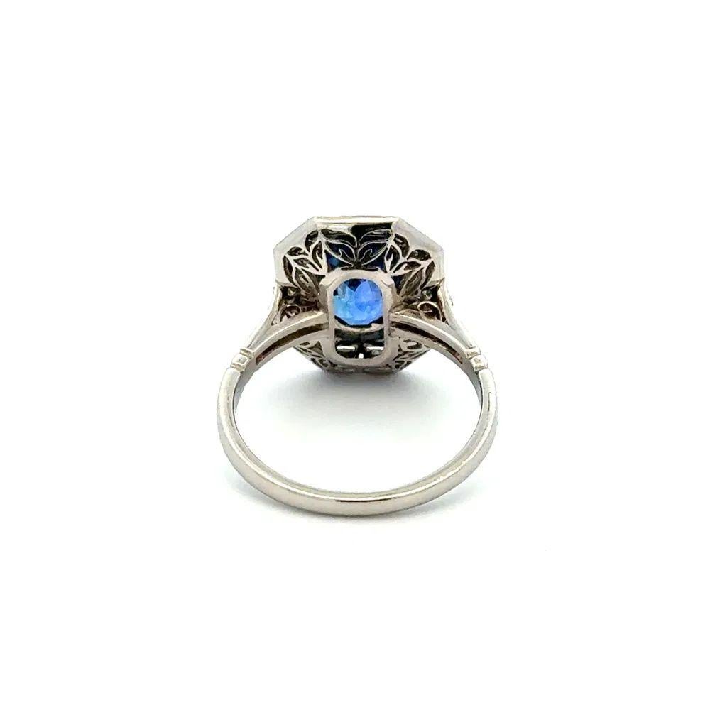 3,05 Karat Saphir, Emaille und Diamant Platin Vintage Statement Ring (Gemischter Schliff) im Angebot
