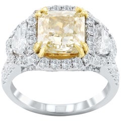 3.05 Carat SI-2 Yellow Diamond Engagement Ring