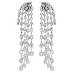 Natural SI Clarity & HI Color Diamond Chandelier Earrings 18 Karat White Gold