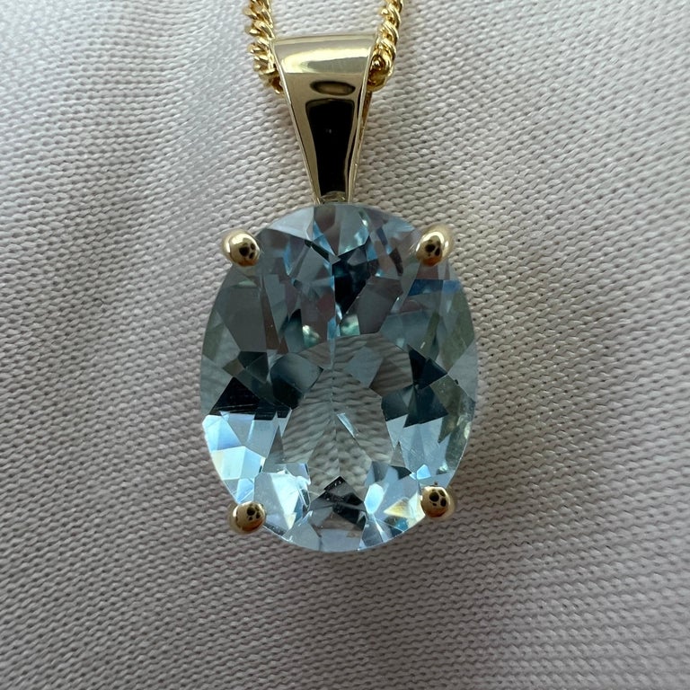 9ct White Gold 3.51ct Oval Rub-Set Blue Topaz Pendant