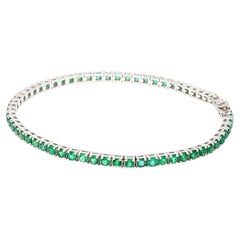 3.05 Carat Natural Emerald Gemstone Tennis Bracelet 18k White Gold Fine Jewelry
