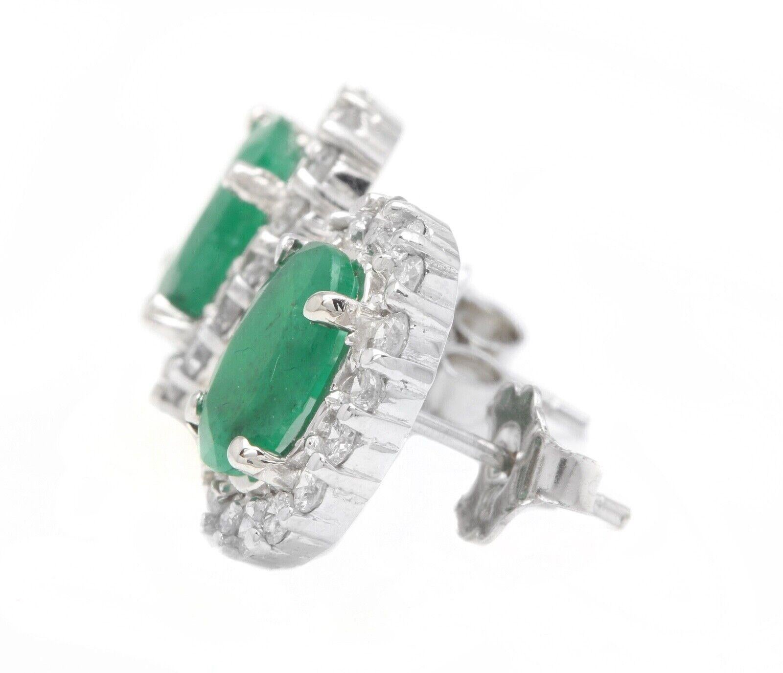3.05 Carats Natural Emerald and Diamond 14K Solid White Gold Earrings

Amazing looking piece! 

Suggested Replacement Value Approx. $5,500.00

Total Natural Round Cut White Diamonds Weight: Approx.  0.75 Carats (color G-H / Clarity SI)

Total