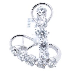 3.05 Carats natural Five Diamonds Pear Hoop Earrings in 18k White Gold