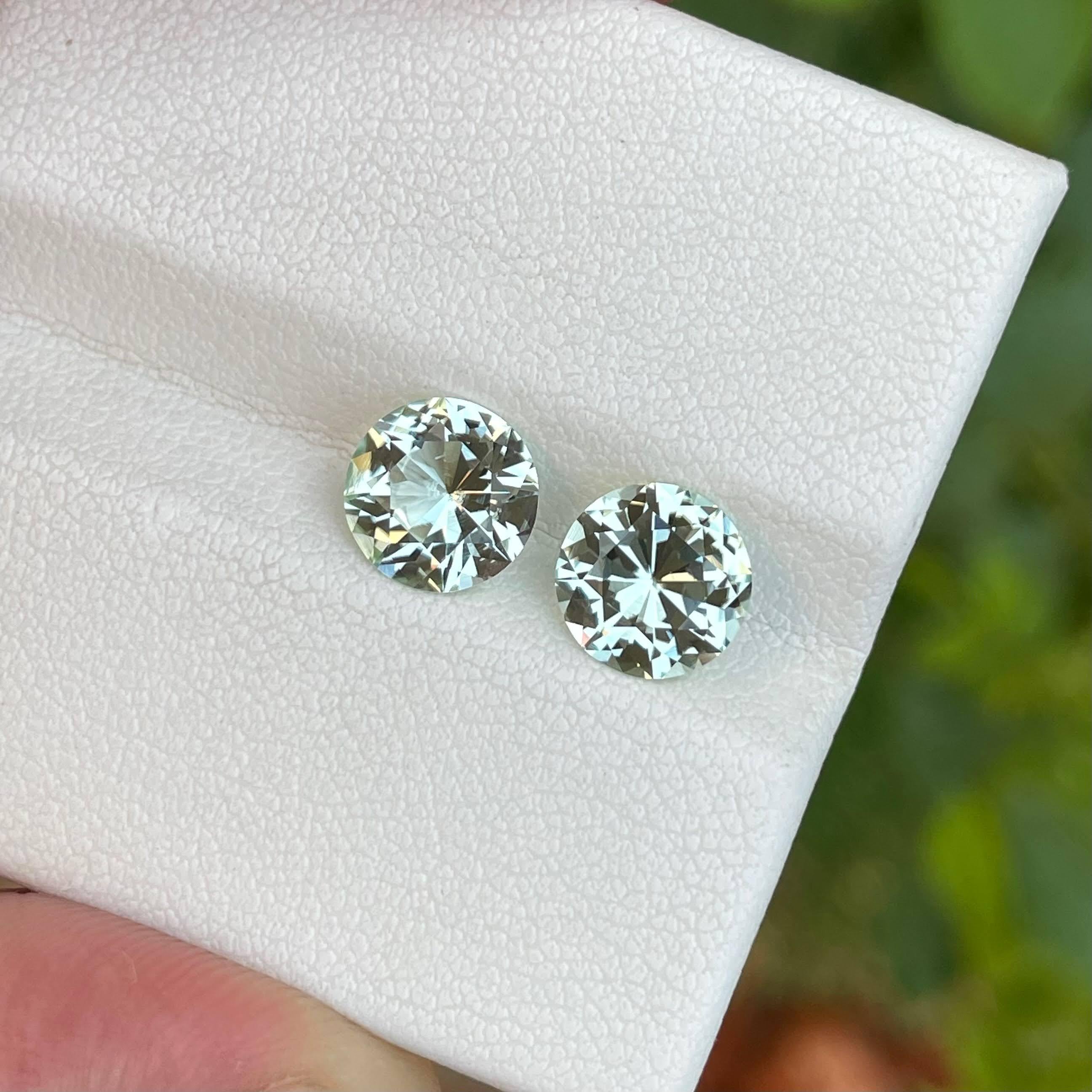 Taille ronde Paire de tourmalines afghanes taille ronde en forme de mer de 3,05 carats en vente
