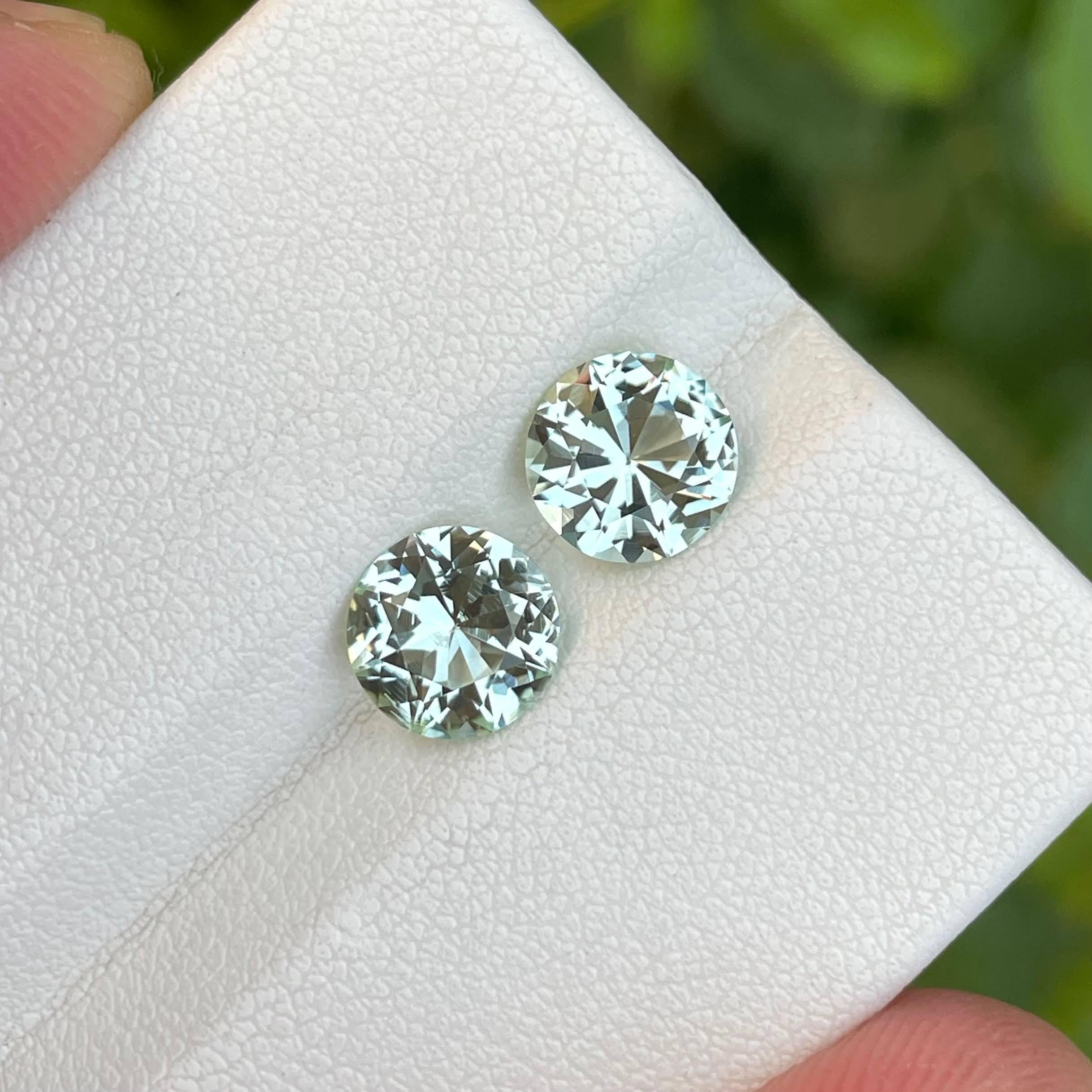 Paire de tourmalines afghanes taille ronde en forme de mer de 3,05 carats Neuf - En vente à Bangkok, TH