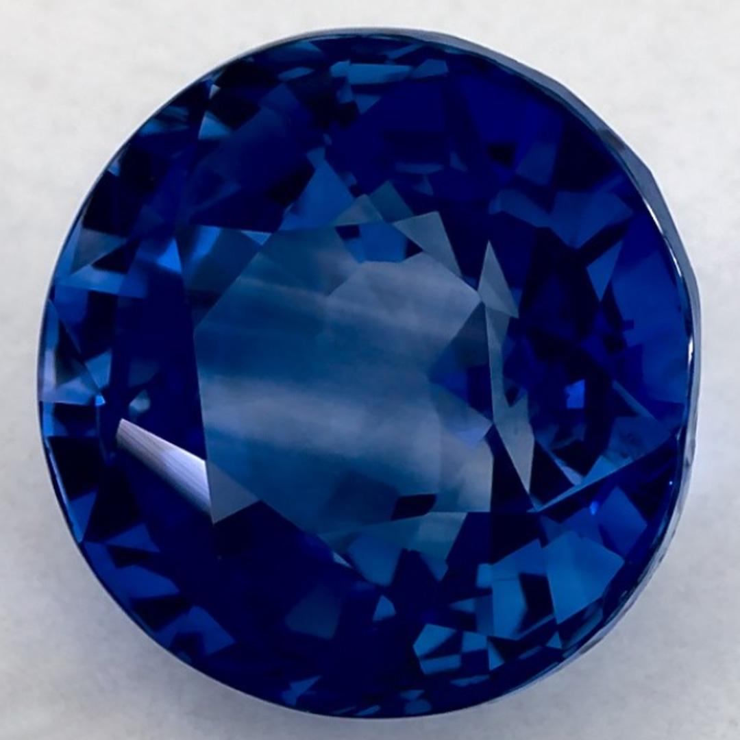 Round Cut 3.05 Ct Blue Sapphire Round Loose Gemstone For Sale