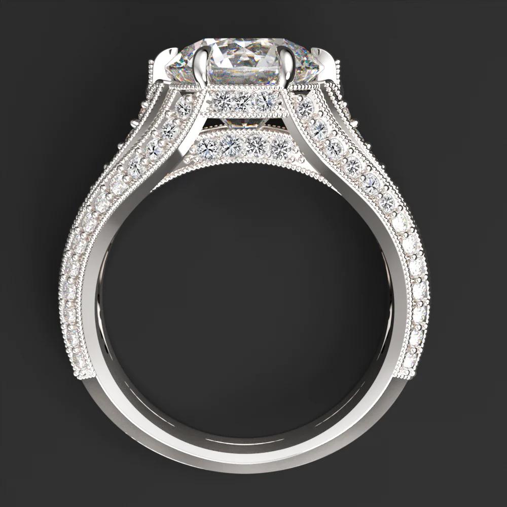 Contemporary 3.05 Carat Diamond Ring Natural Round Brilliant Cut Pave White Gold Ring For Sale