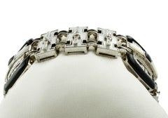 3.05 Carat Diamonds, 5.6 G Onyx and White Stones White Gold Retrò Bracelet