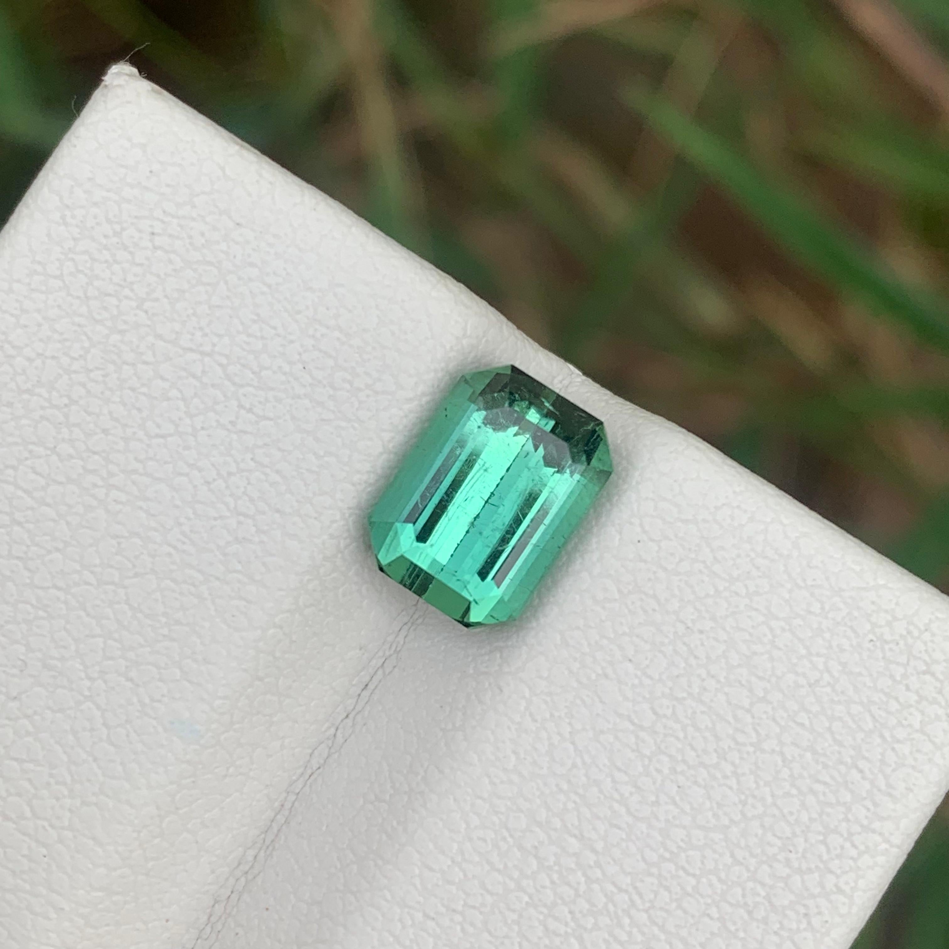 3.05 Cts Natural Loose Blueish Green Tourmaline Emerald Cut Ring Gemstone  For Sale 4