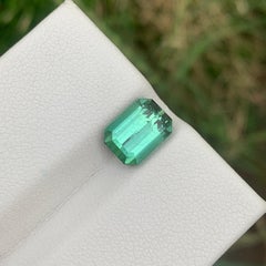 3.05 Cts Natural Loose Blueish Green Tourmaline Emerald Cut Ring Gemstone