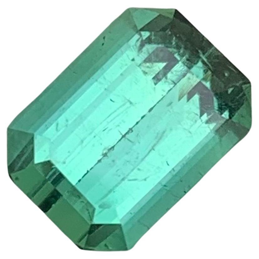3.05 Cts Natural Loose Blueish Green Tourmaline Emerald Cut Ring Gemstone  For Sale