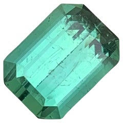 3.05 Cts Natural Loose Blueish Green Tourmaline Emerald Cut Ring Gemstone (Tourmaline verte bleuâtre en vrac) 