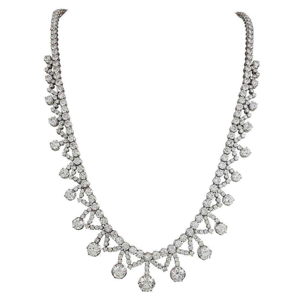 30.50 Carat Belle Epoche Style Diamond Necklace