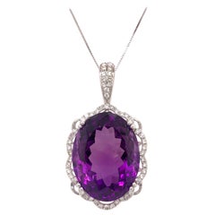 30.51 Carat Amethyst Diamond Pendant