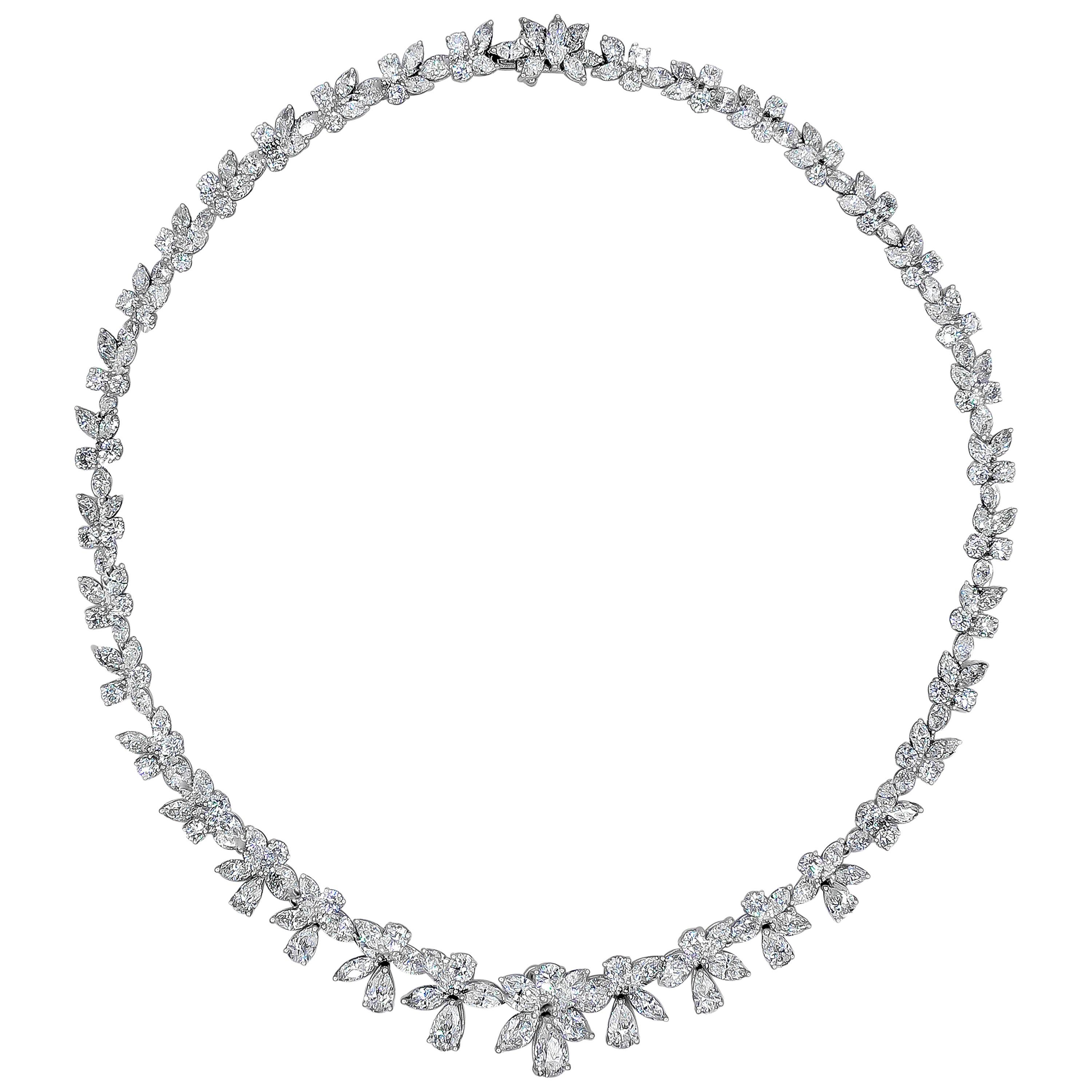 Roman Malakov 30.56 Carats Total Graduating Mixed Cut Diamond Necklace For Sale
