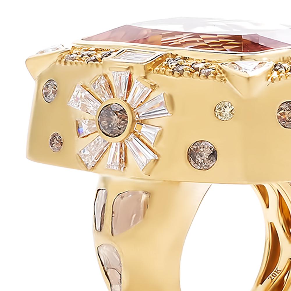 30,57 Karat Kunzit im Kissenschliff Box-Ring mit gemischten farbigen Diamanten im Zustand „Neu“ im Angebot in Secaucus, NJ