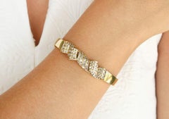 3.05tcw Diamond Bow Bracelet – 18k Gold Elegant Bangle Perfect Anniversary Gift