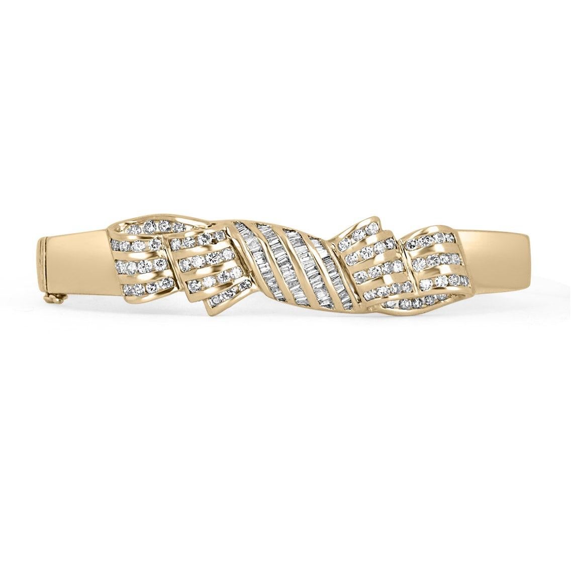 3.05ct Diamond Bow Bracelet – 18k Gold Elegant Bangle Perfect Anniversary Gift