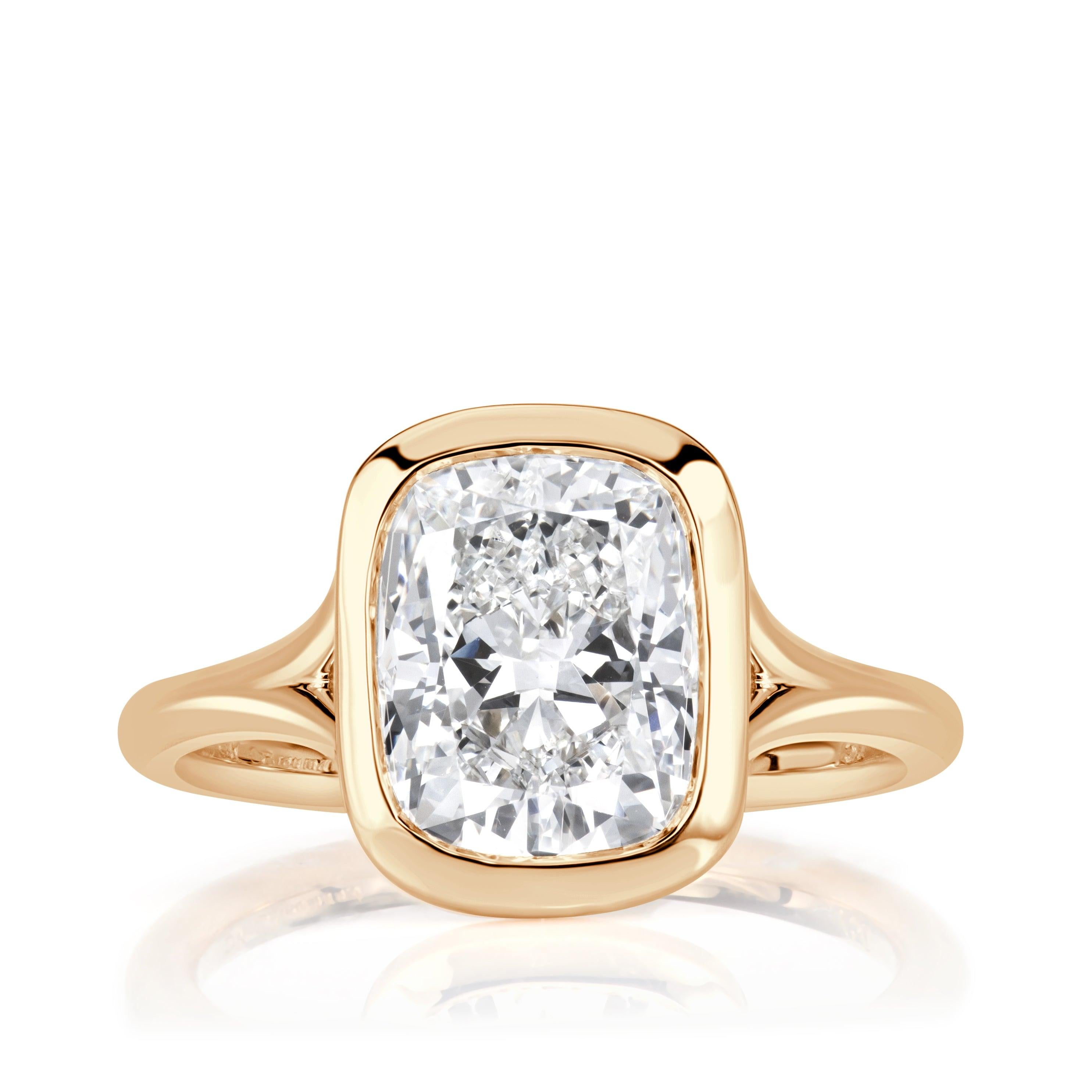 3.05ct Elongated Cushion Cut Lab Grown Diamond Engagement Ring For Sale
