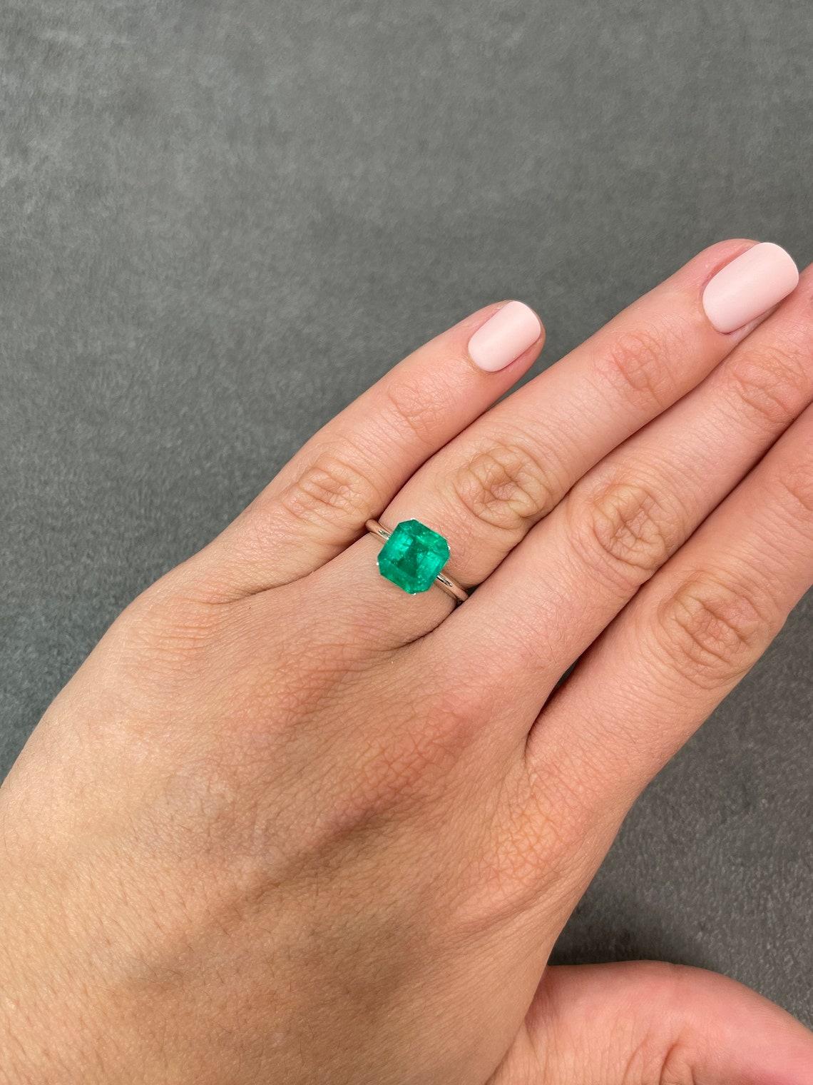 3.05ct Intense Green Asscher Cut Muzo Emerald Genuine May Birthstone 1