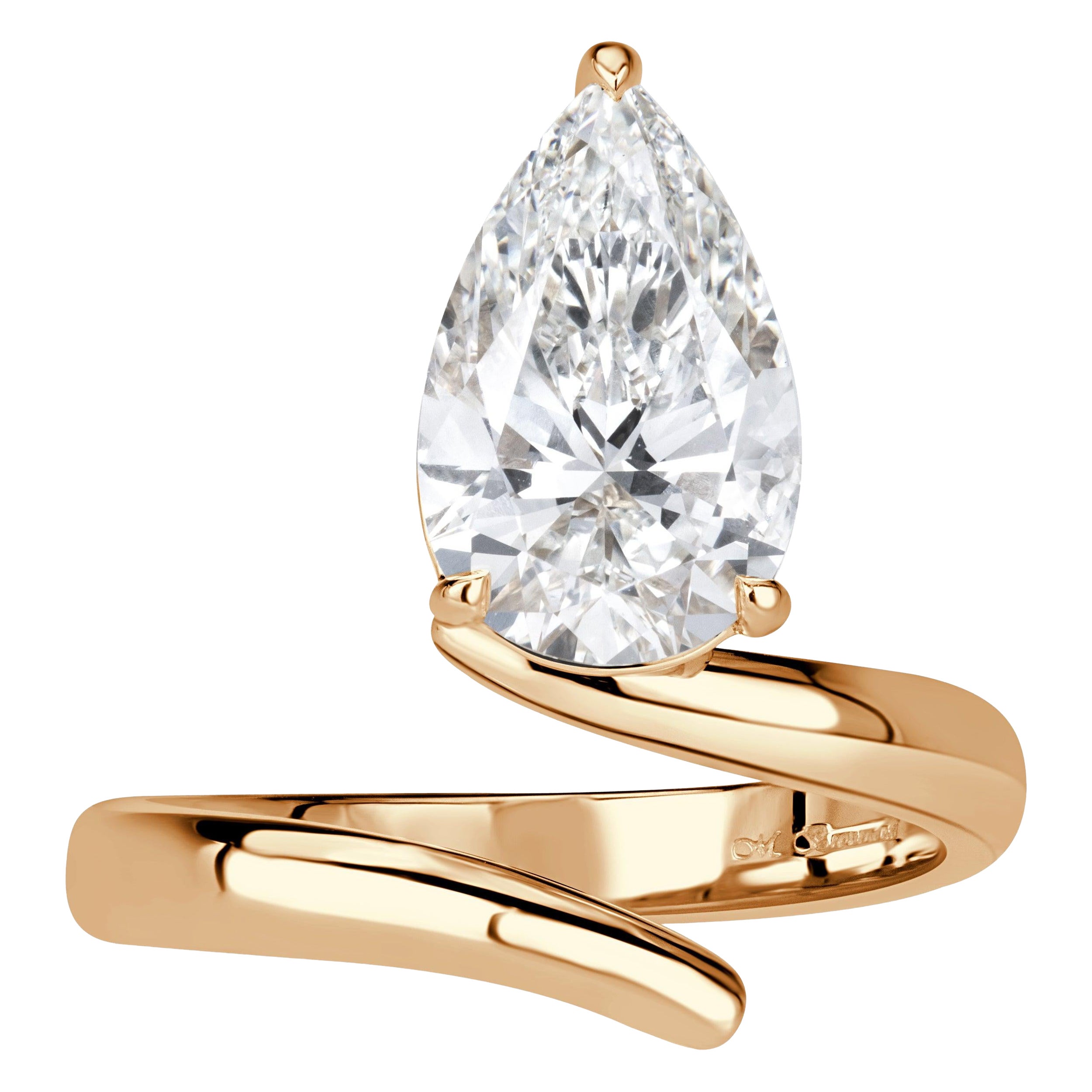 3.05ct Pear Shaped Lab Grown Diamond Ring For Sale