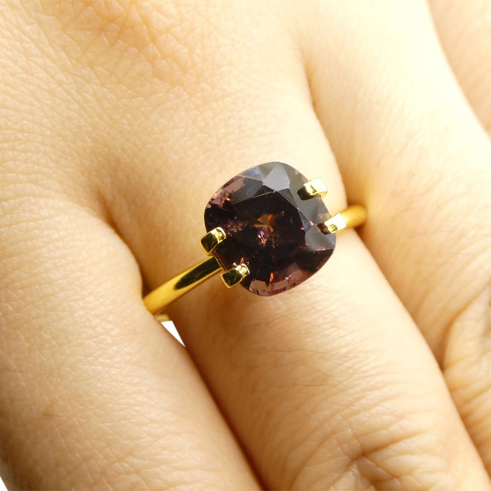 Brilliant Cut 3.05ct Rectangular Cushion Brown Spinel from Burma For Sale